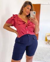 Blusa lisa manga babado