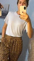 Blusa Lisa Tecido Tricot Fino Leve Caimento Manga Curta Trabalho Dia a Dia COR:TALCOTAMANHO:M