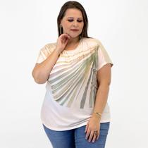 Blusa Lisamour Plus Size Estampada Manga Curta Feminina