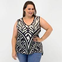 Blusa Lisamour Plus Size Regata Estampada Feminina Blusa Lisamour Plus Size Regata Estampada Feminina