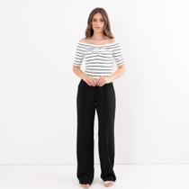 Blusa Listrada Com Busto Franzido Feminina Blusa Listrada Com Busto Franzido Feminina