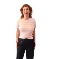 Blusa Listrada Em Tricot Gola Redonda Ribana Facinelli