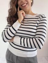 Blusa Listrada Feminina Tricô Modal