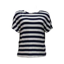 Blusa listrada off white e azul marinho - dudalina