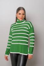 Blusa Listras Gola Alta Tricot Inverno