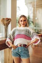 Blusa listras manga ampla