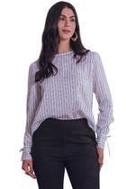 Blusa Listras Matuta Essencial Manga Longa Off-White Blusa Listras Matuta Essencial Manga Longa Off-White