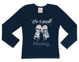 Blusa M. Longa Infantil Estampa Tenis em cotton Nº 4 Ao 10