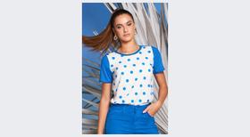 Blusa m/vis up light c/ elastano e chiffon gatos e atos