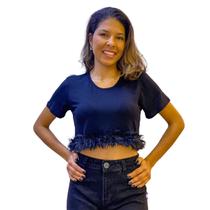Blusa malha com pluma na barra Menfis Moda