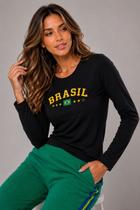 Blusa Malha Comfy Brasil Manga Longa Preto Salvatore
