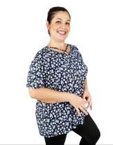 Blusa Malha Fria decote com Tiras Cruzasas Plus Size (COD255)