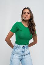 Blusa Malha Fria Modal Tramas M/C Verde Escuro Salvatore Fashion