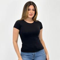 Blusa Malwee Básica Gola Redonda Manga Curta Feminina
