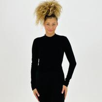 Blusa Malwee Cropped Canelada Manga Longa Feminina