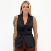 Blusa Mamô Regata em Cetim com Cordão Feminina