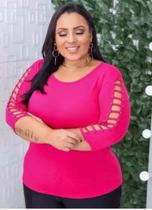 Blusa manga 3/4 plus site na cor cinza Blusa manga 3/4 plus site na cor cinza