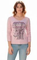 Blusa manga 7/8 com franzido na manga est. elefante p ao gg