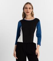 Blusa Manga 7/8 Rovitex Azul Blusa Manga 7/8 Rovitex Azul