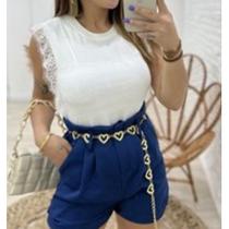 Blusa manga cavada com renda viscolaycra moda estilo