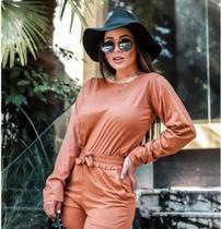 Blusa Manga Comprida Suede Blogueira Papilloo