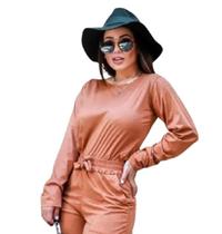 Blusa Manga Comprida Suede Blogueira Papilloo Blusa Manga Comprida Suede Blogueira Papilloo