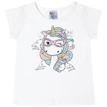 Blusa Manga Curta Branco - Primeiros Passos - Menina - Meia Malha 46200-3 - Pulla Bulla