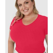 Blusa Manga Curta Canelada Feminina Plus Size Malwee Ref. 87857