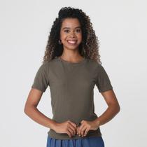 Blusa Manga Curta Canelada Verde - Viva Basico