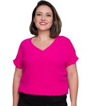 Blusa Manga Curta Com Detalhes Plus Size Feminina