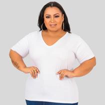 Blusa Manga Curta Decote V Plus Size