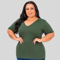 Blusa Manga Curta Decote V Plus Size
