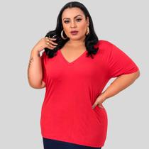 Blusa Manga Curta Decote V Plus Size