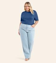 Blusa Manga Curta Feminina Plus Size Secret Azul Blusa Manga Curta Feminina Plus Size Secret Azul