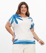 Blusa Manga Curta Feminina Plus Size Secret Glam Azul Blusa Manga Curta Feminina Plus Size Secret Glam Azul