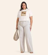 Blusa Manga Curta Feminina Plus Size Secret Glam Bege Blusa Manga Curta Feminina Plus Size Secret Glam Bege