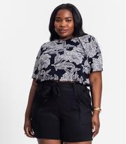 Blusa Manga Curta Feminina Plus Size Secret Glam Preto