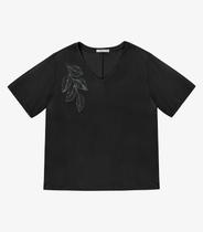 Blusa Manga Curta Feminina Plus Size Secret Glam Preto Blusa Manga Curta Feminina Plus Size Secret Glam Preto
