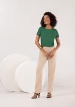 Blusa Manga Curta Feminina Tecido E Malha Lunender C0125