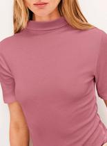 Blusa Manga Curta Hering 4EZV Feminina Gola Alta Canelada Viscose T. P/XXG