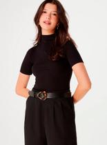 Blusa Manga Curta Hering 4EZV Feminina Gola Alta Canelada Viscose T. P/XXG