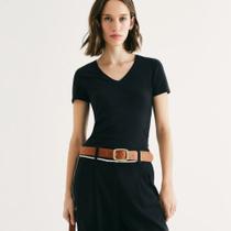 Blusa Manga Curta Hering Decote em V Feminina 02TQ