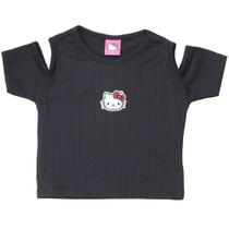 Blusa Manga Curta Infantil Hello Kitty Preto - Hello Kitty