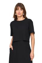 Blusa Manga Curta Lado Avesso Cropped L130603 -