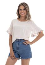 Blusa Manga Curta Mãe Off white Ok & Pakita Blusa Manga Curta Mãe Off white Ok & Pakita