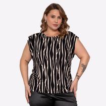 Blusa Manga Curta Malha Leve Verão Estampada Plus Size