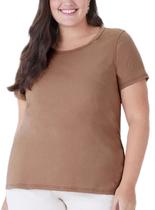 Blusa Manga Curta Malwee 1000087841 Feminina Plus Size Meia Malha T. G1/G4