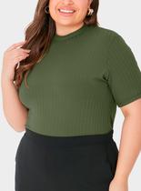 Blusa Manga Curta Malwee 1000108542 Feminina Plus Size Canelada Viscose T. G1/G3