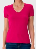 Blusa Manga Curta Malwee 1000127045 Feminina Canelada Viscose T. P/XGG