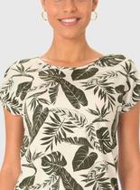 Blusa Manga Curta Malwee 1000129558 Feminina Estampada Viscose Stretch T. P/XGG